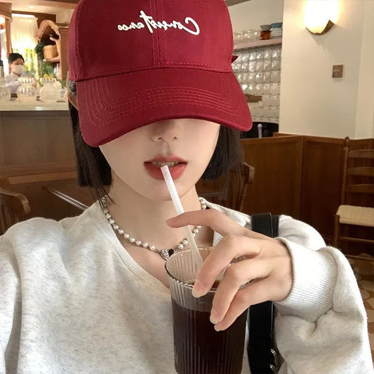 Hat One Fashion Wide Brim Baseball Cap Wig Short Straight Hair