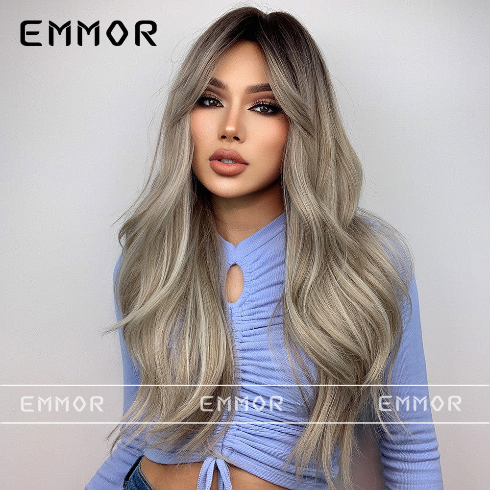 Women's Two-dimensional Animation Long Fluffy Fashion Makeup Big Wave Real Hair Wig