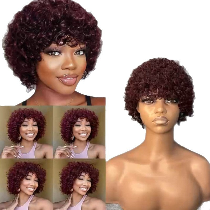 Graceful Innovative Creative Popular Human Afro Wig Short Curly Hair