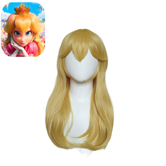 Super Mary Princess Golden Long Curly Cos Wig