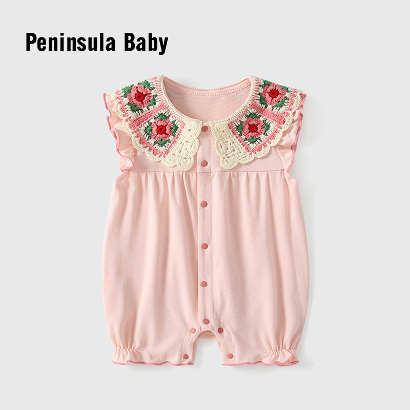 Children's Jumpsuit Flounced Sleeve Sweet Style Romper Jumpsuit, Climbing Suit