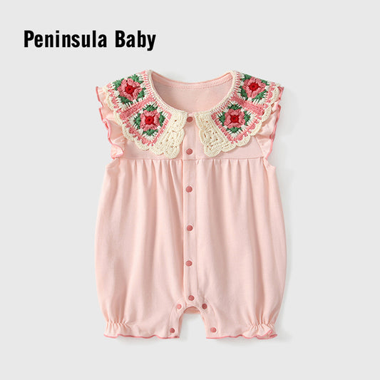 Children's Jumpsuit Flounced Sleeve Sweet Style Romper Jumpsuit, Climbing Suit