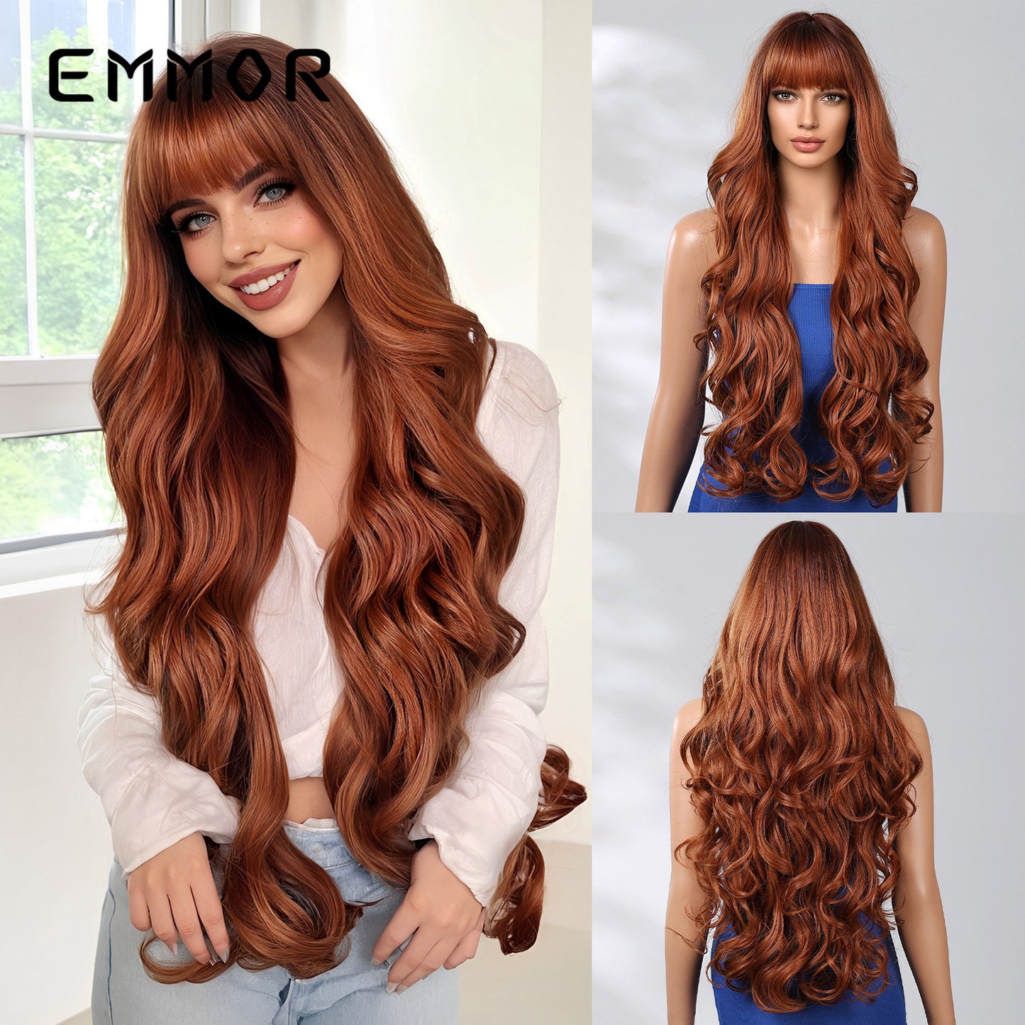 Women's Dark Brown Big Wave Fashion Curly Full Hair Wig Long Curls