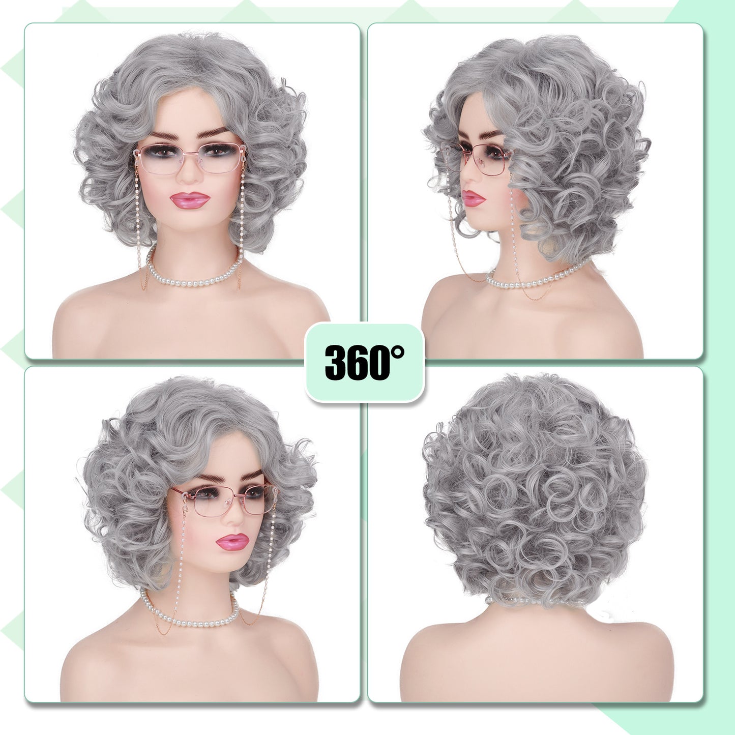 Women's Grandma Small Volume Chemical Fiber Headgear Wig Short Curly Hair