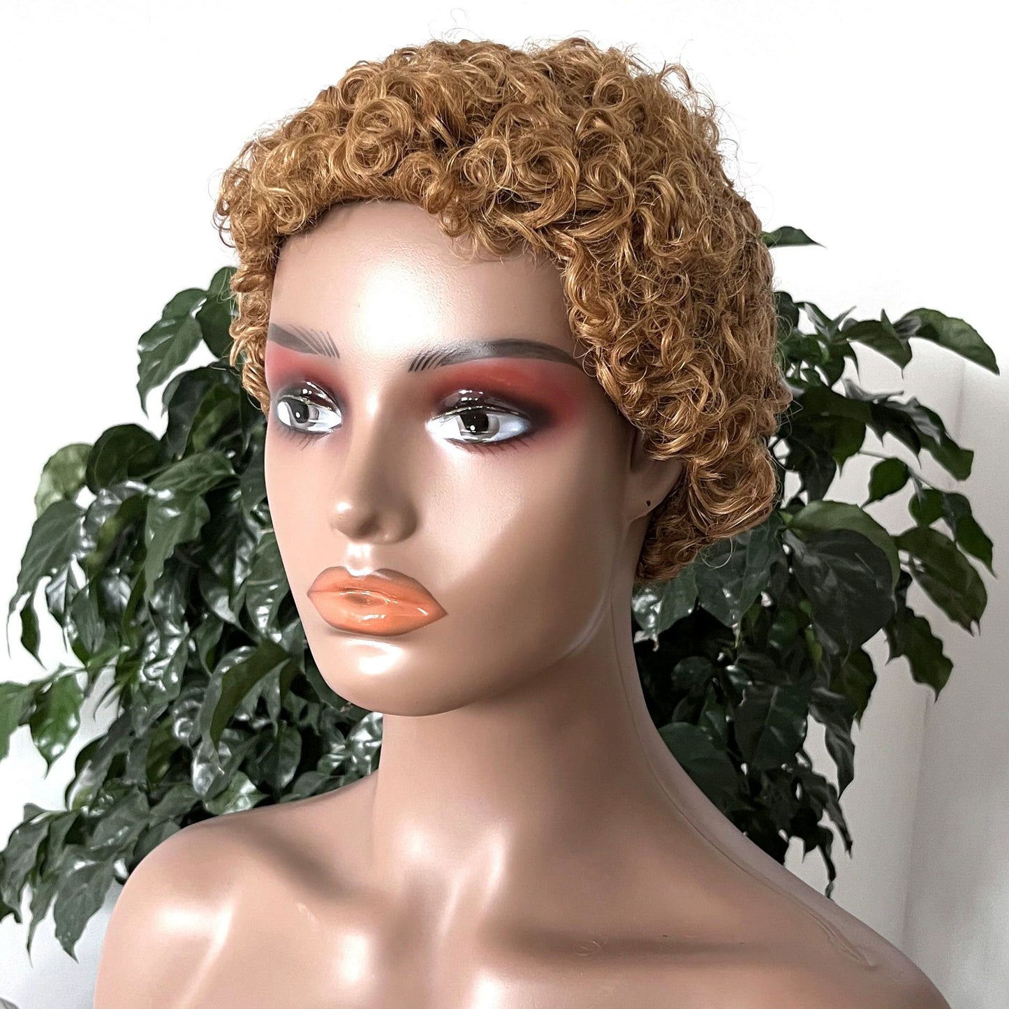 Curls Head Cover African Curly Short Real Hair Wig