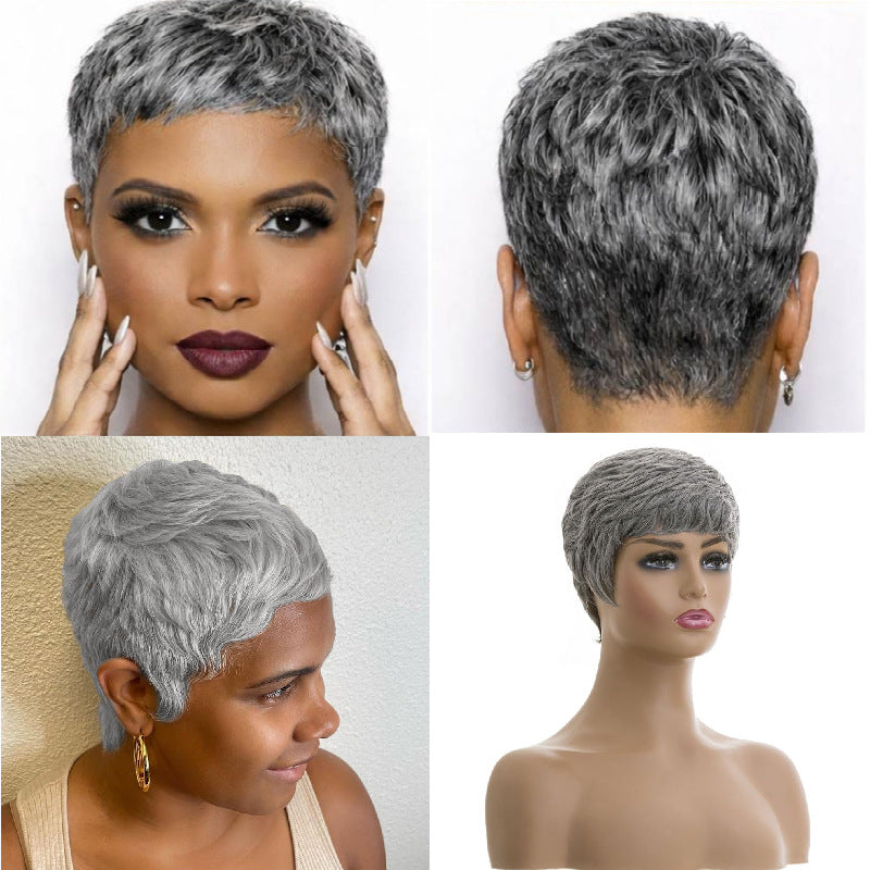 Popular Human Mechanism Gray Granny Grey Real Hair Wig