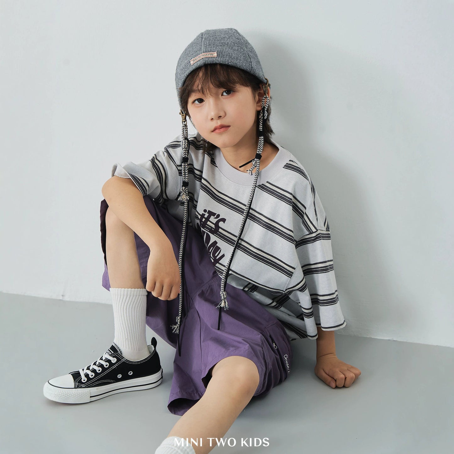 Children's Fashionable Clothing Salt Style Street Sweet Potato Striped Short Sleeve Children's T-shirt