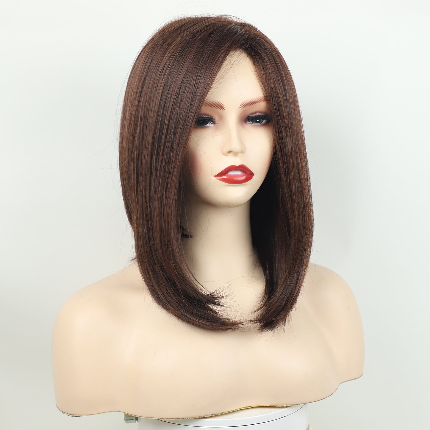 Female Full Head Mid-length Hair Partial Brown Inner Long Straight Wig
