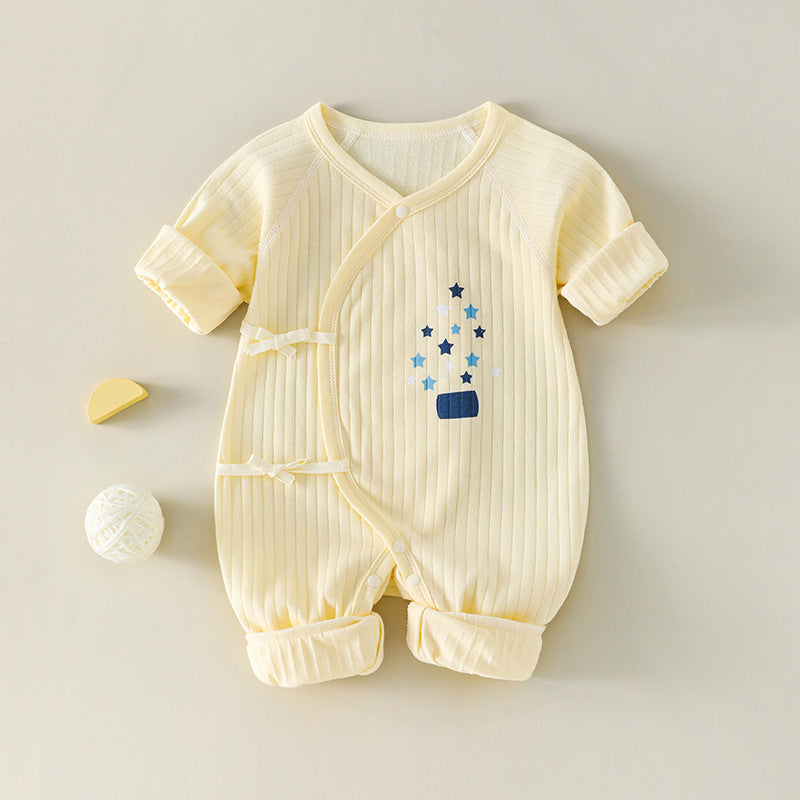Rompers Born Boneless Cotton Closed Bellyband Crawling Jumpsuit, Climbing Suit