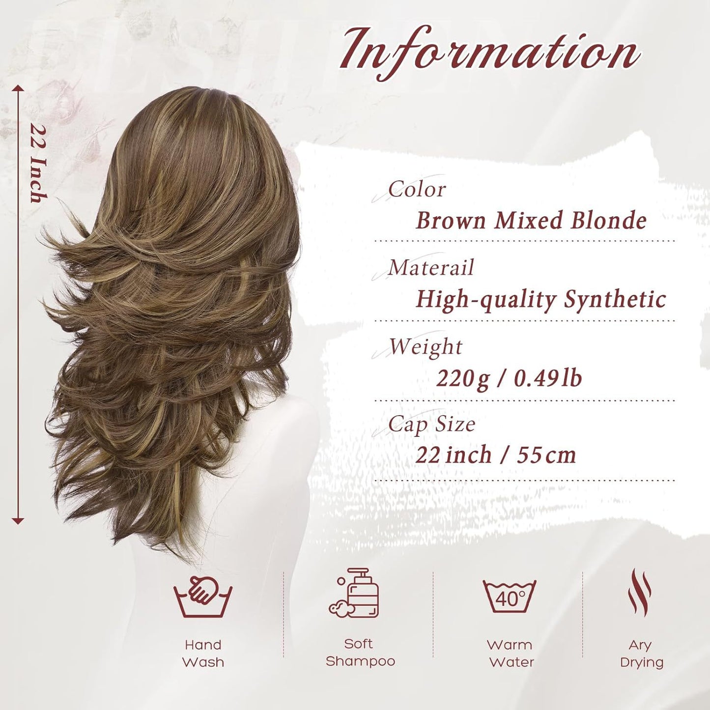 Women's Brown Mixed Color Curly Hair Fashion Wig Long Curls