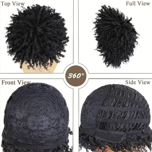 Men's African Dreadlocks Head Cover Black Tube Roll Wigs With Small Men's Wig