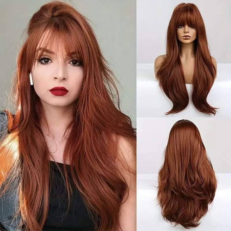 Bangs Big Wave Head Cover Rose Net Chemical Wig Long Curls