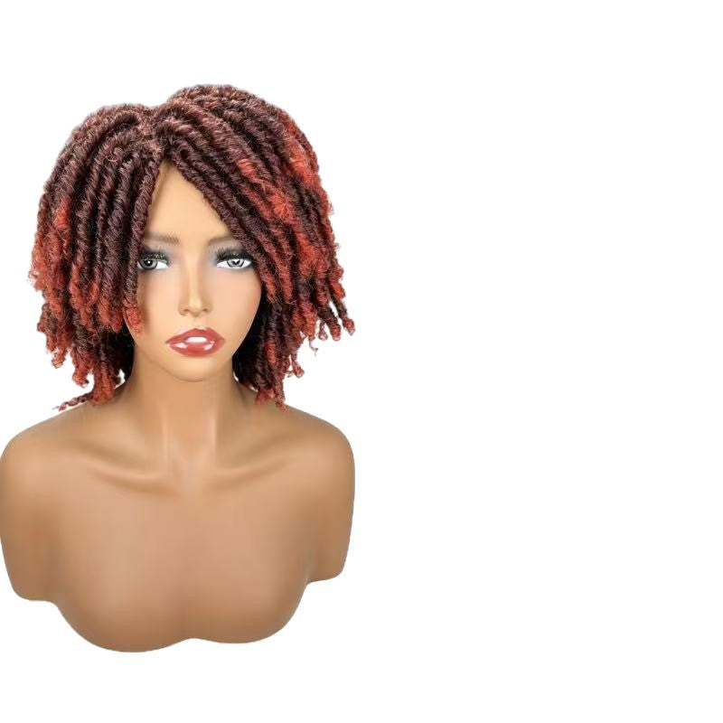 Dreadlocks Female Black Roll Full Top Wig Short Curly Hair