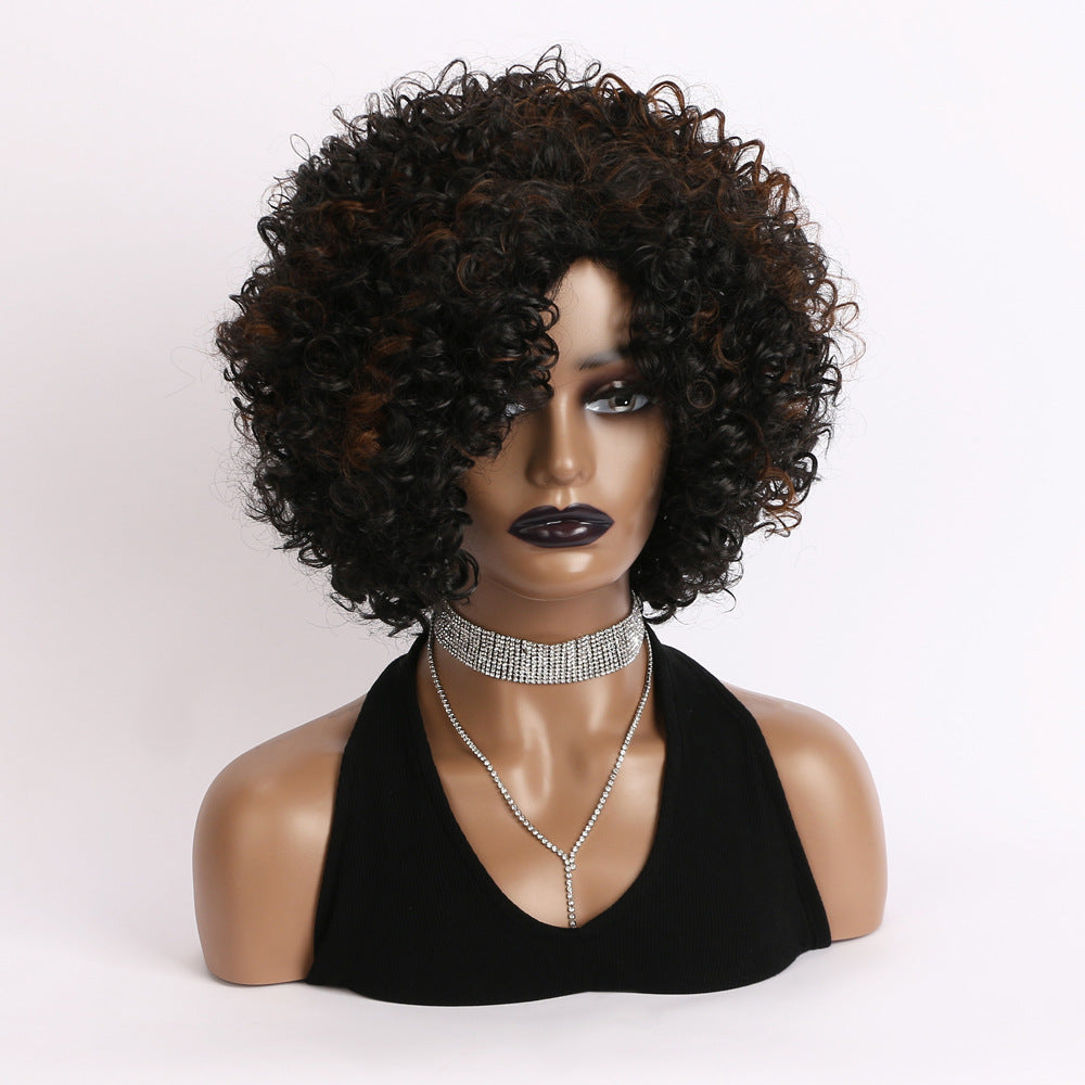 Fashion Elastic Net Black Small Head Wig Short Curly Hair
