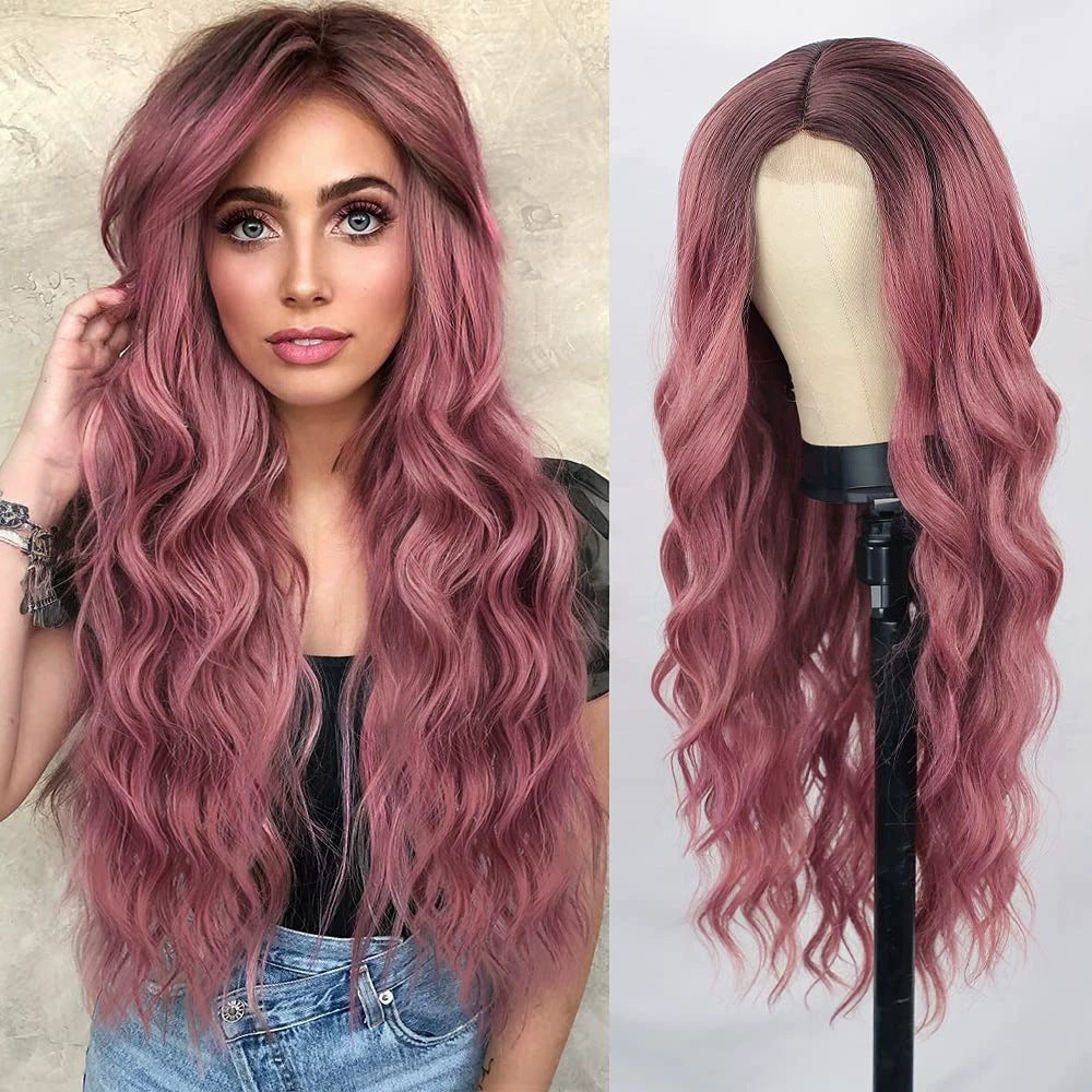 Women's Lace Medium Small Highlight Curly Hair Synthetic Wig Long Curls