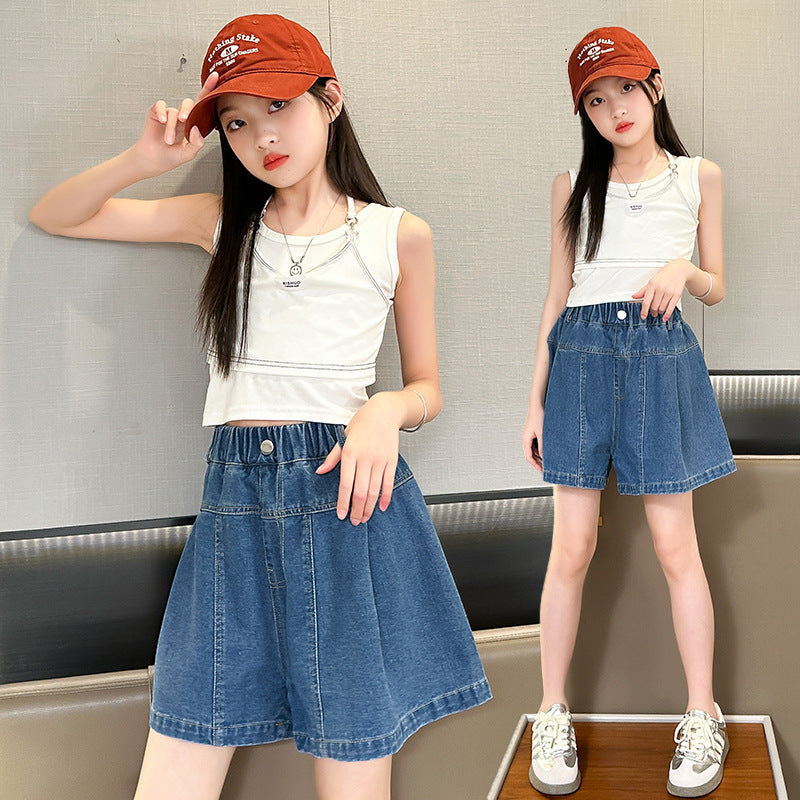 Summer Middle Big Version Fashion Jeans Children's Pants