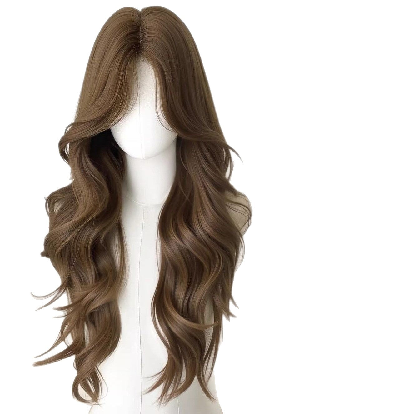 Women's Curly Hair Simulation Cold Brown Big Wave Atmosphere Full Wig Long Curls