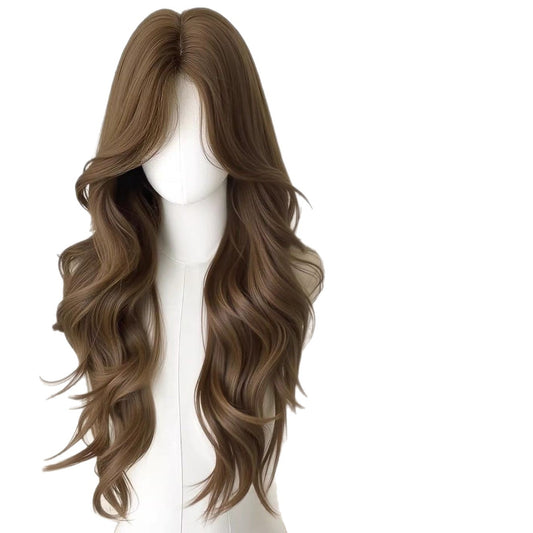 Women's Curly Hair Simulation Cold Brown Big Wave Atmosphere Full Wig Long Curls