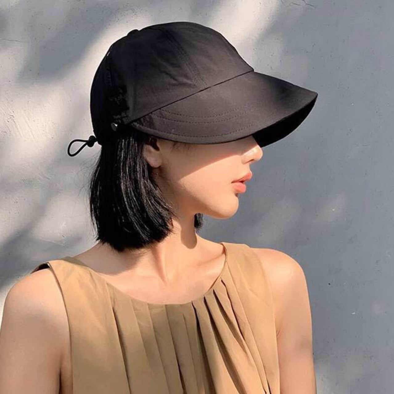 Hat Integrated Female Artificial Bucket Fashion Wig Short Straight Hair