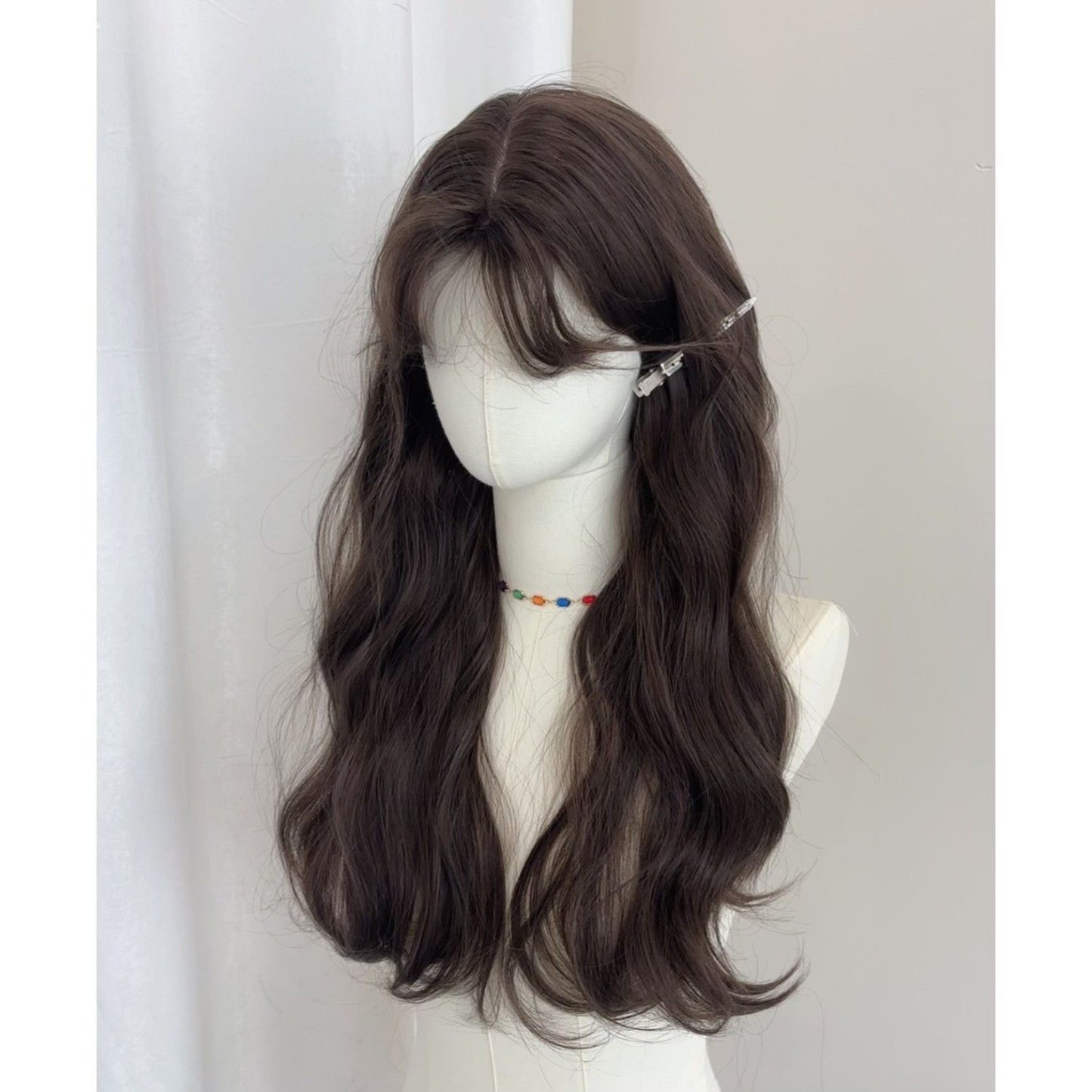 Women's Korean Style Small Curls Long Mid-length Bangs Simulation Real Hair Wig