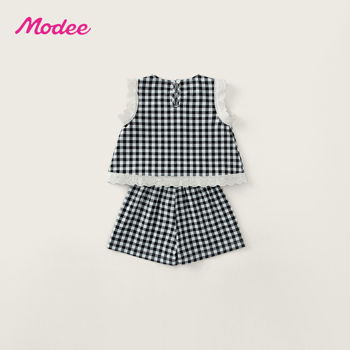 Style Lace Sleeveless Top Shorts Two-piece Children's Suit