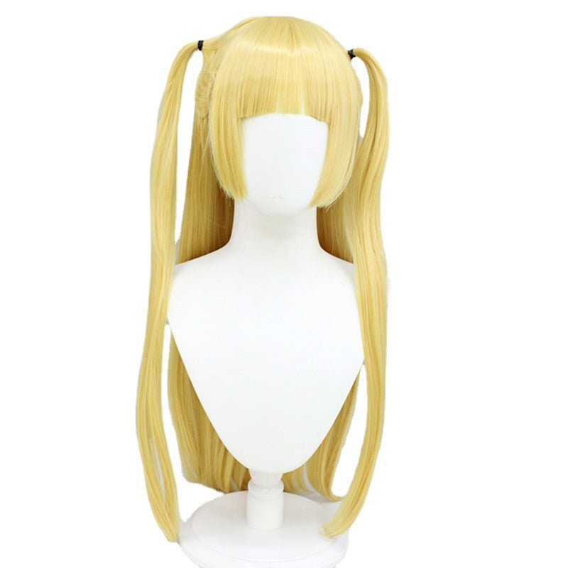 Death Note Golden Medium Long Hair Double Ponytail Universal Simulation Cos Wig