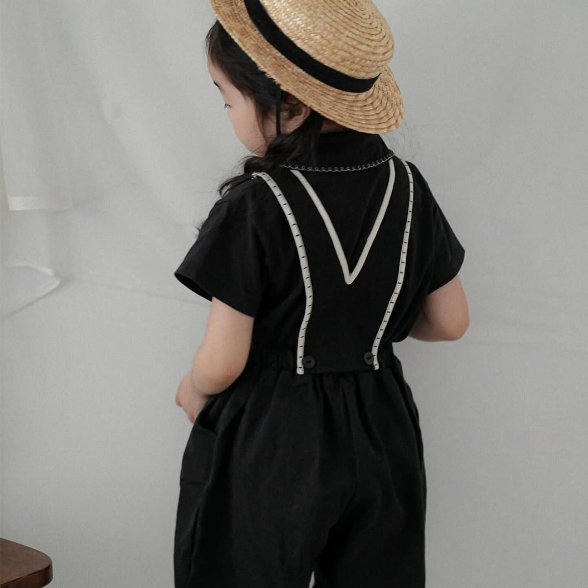 Style Graceful Embroidery Peter Pan Collar Short Sleeve Children's T-shirt