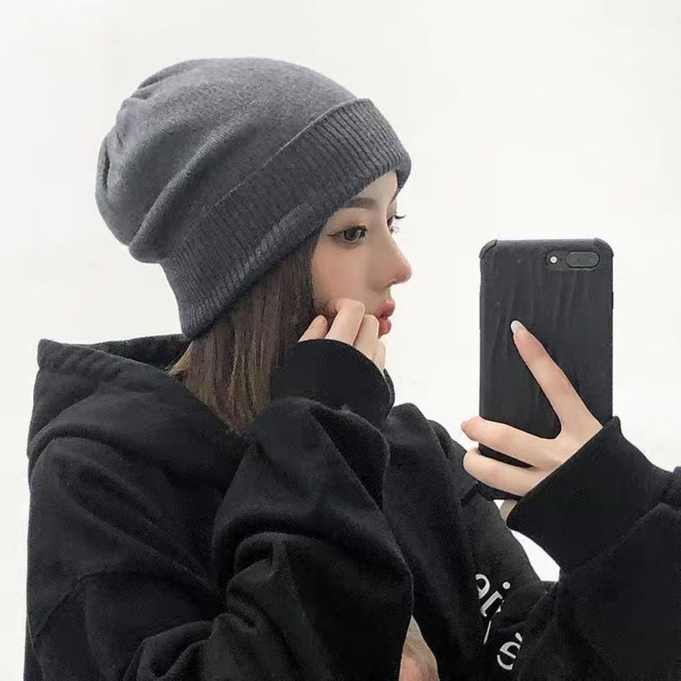 Women's Hat One-piece Shoulder Fashionable Knitted Pile Heap Cap Wig Short Straight Hair