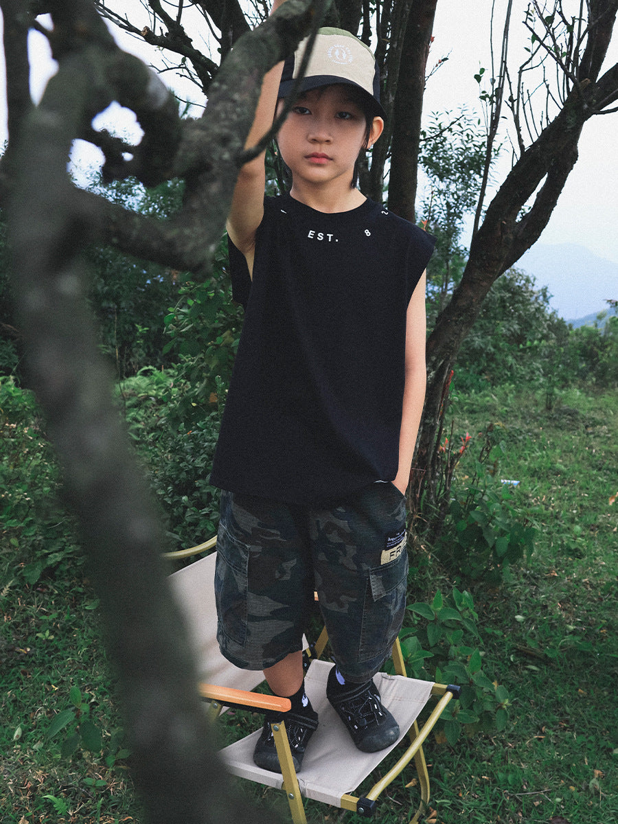 Children's Cool Sleeveless Vest Summer Boy Loose Breathable Children's T-shirt