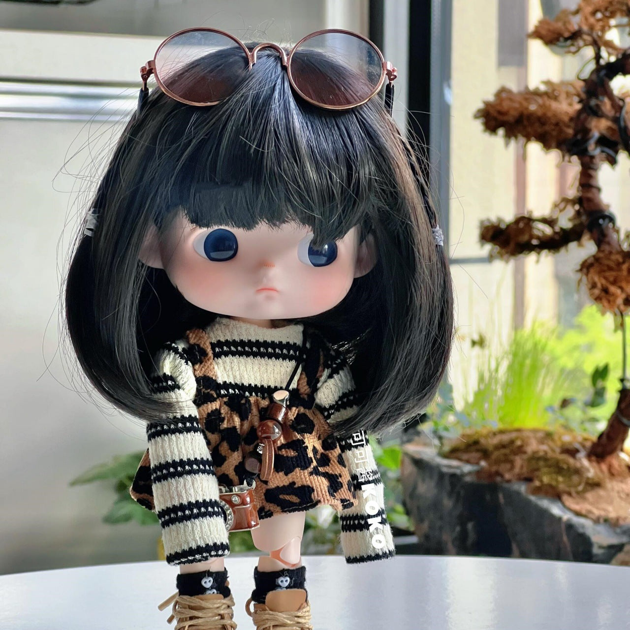 Ga Zi Doll Points Water Corrugated Milk Tea Brown Head Cos Wig