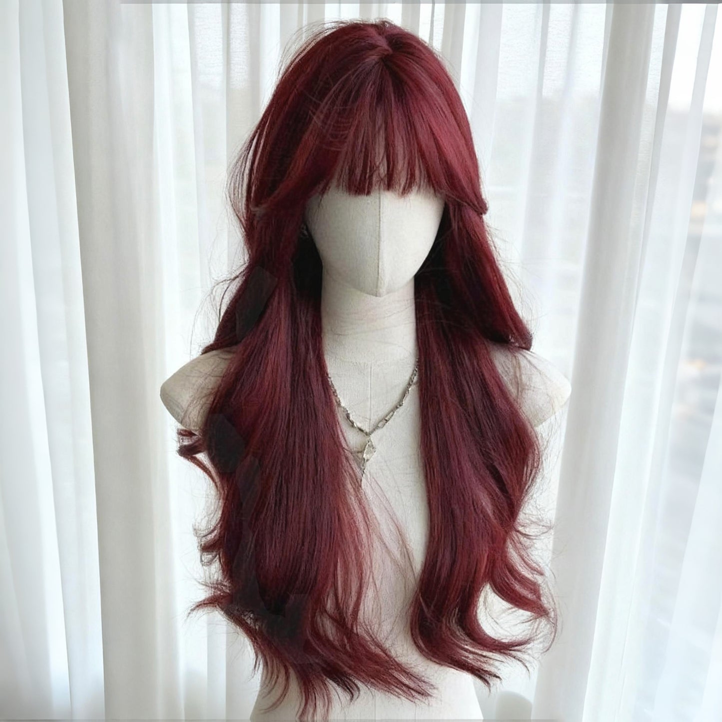 Natural Fluffy Fashion Seamless Mid-length Bangs Big Wave Wig Long Curls