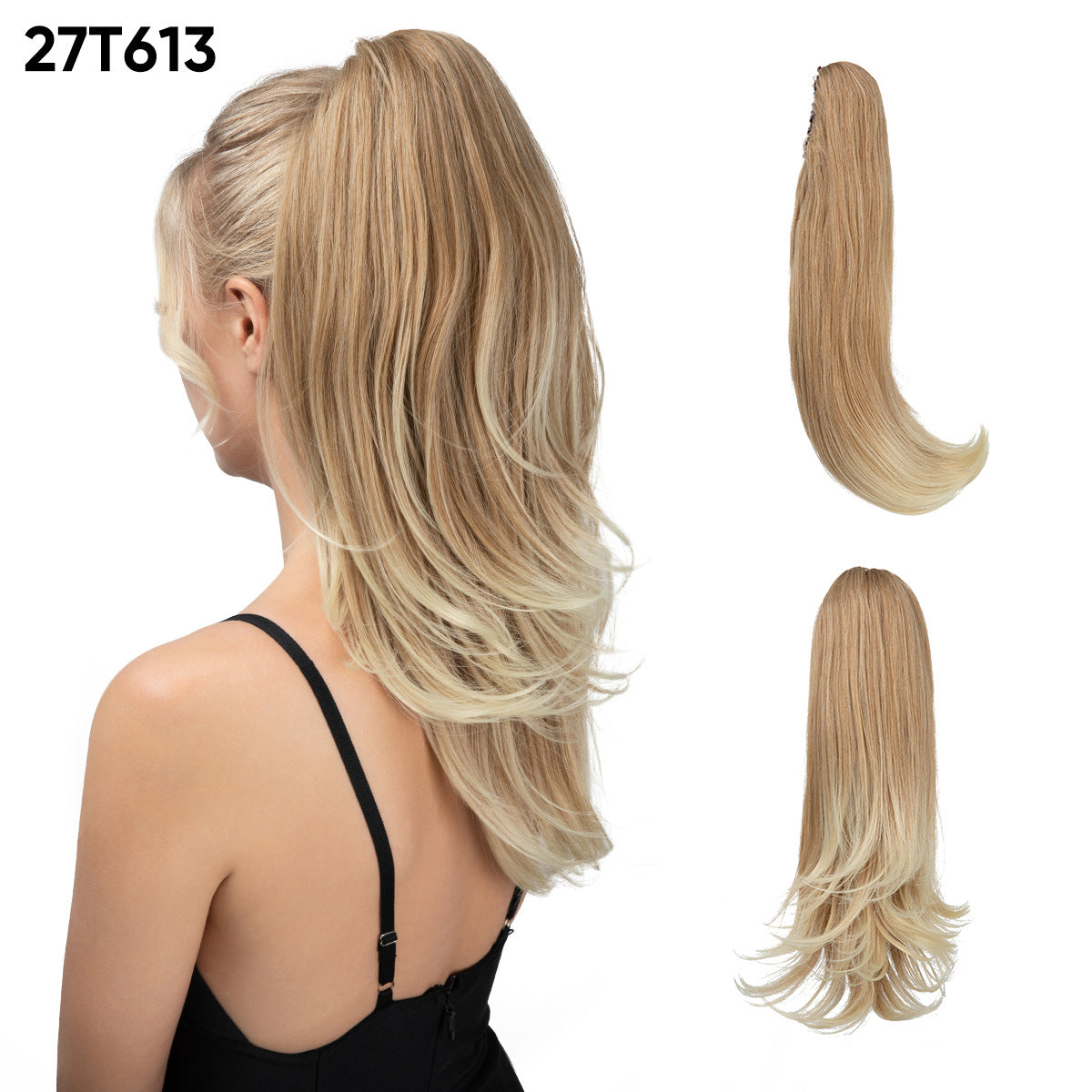 Women's Short Hair Chemical Fiber Height Natural Fluffy Long Curly Jaws Wig Ponytail
