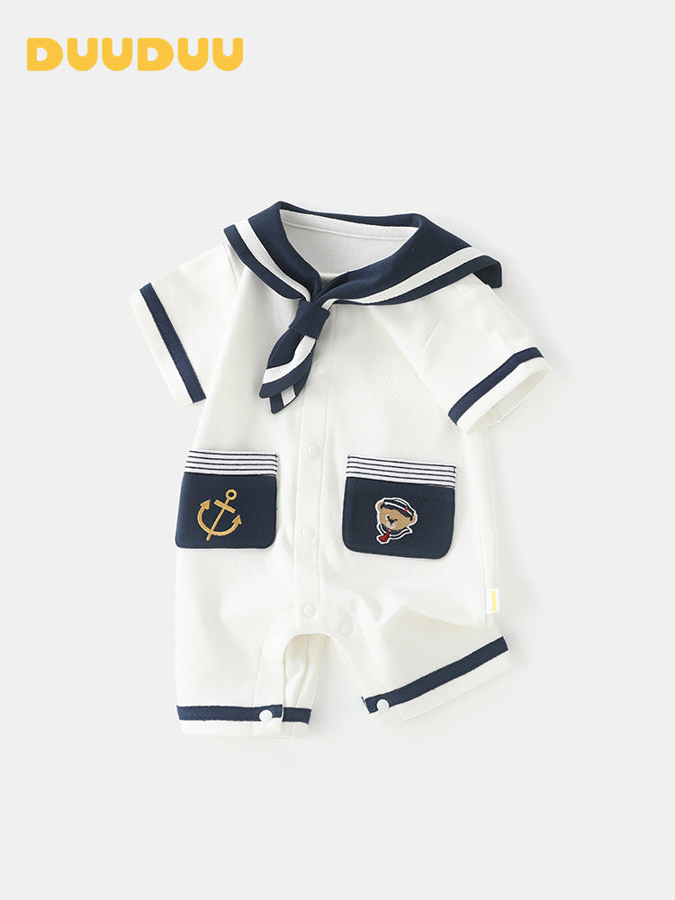 Navy Style Summer Romper Thin Clothes Class Born Rompers Jumpsuit, Climbing Suit