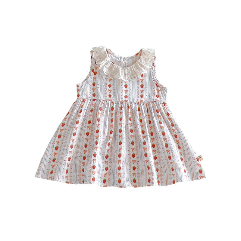 No Full Printed Strawberry Summer Vest Cute T-shirt Shorts Children's Dress