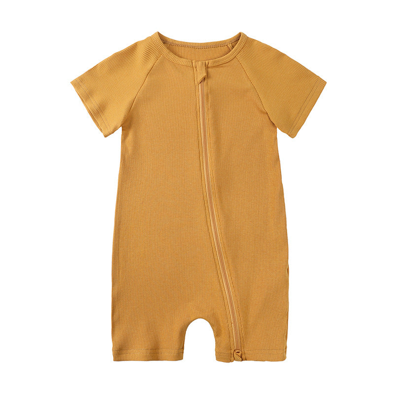 Women's & Men's Babies Summer Sunken Stripe Short Sleeved Kazakhstan Born Jumpsuits Bamboo Jumpsuit, Climbing Suit