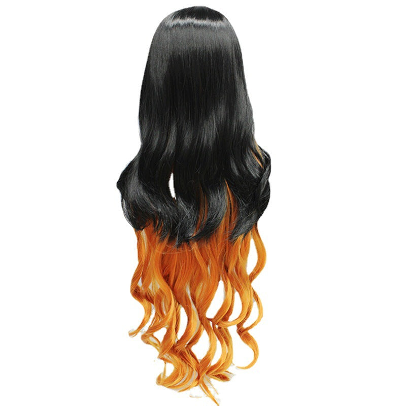Women's Fiber Long Hair Brown Yellow Curly Cos Wig