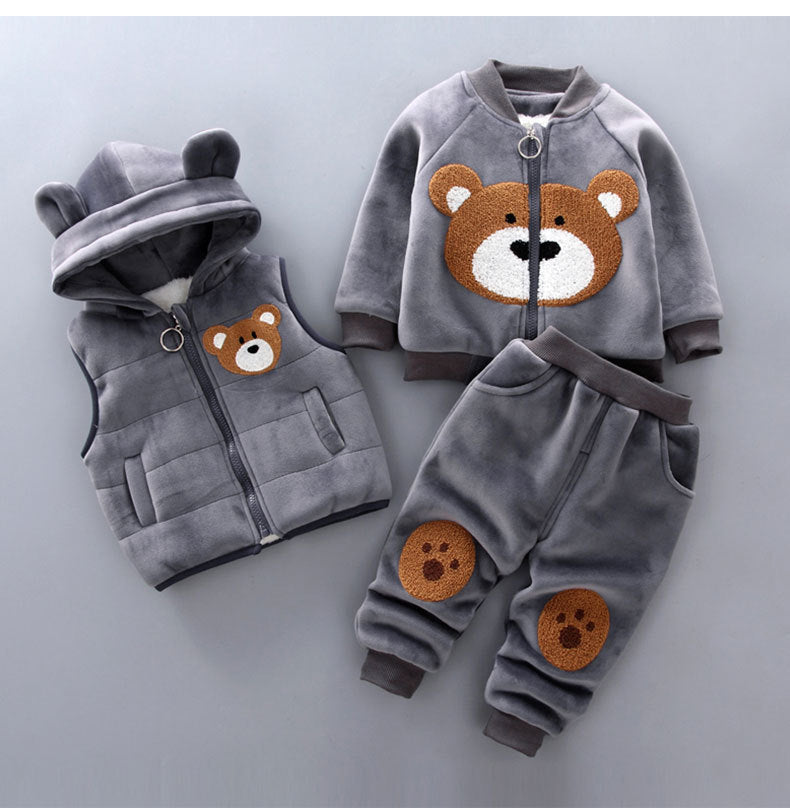 Children's Korean Style Clothing Fleece Padded Bear Children's Suit