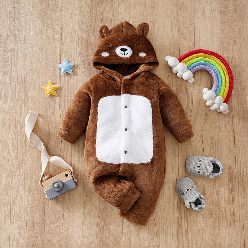 Winter Flannel Jumpsuit Cartoon Fleece-lined Going Out Jumpsuit, Climbing Suit