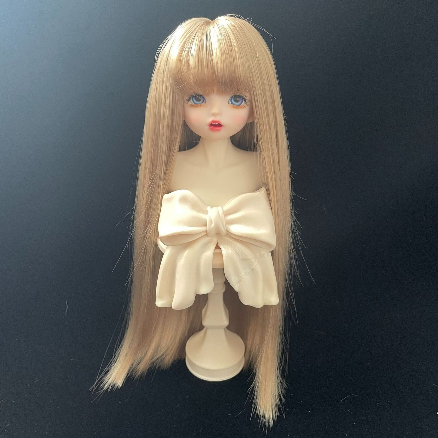 Soft Silk Optional Bangs Long Straight Hair Points Doll Head Cos Wig
