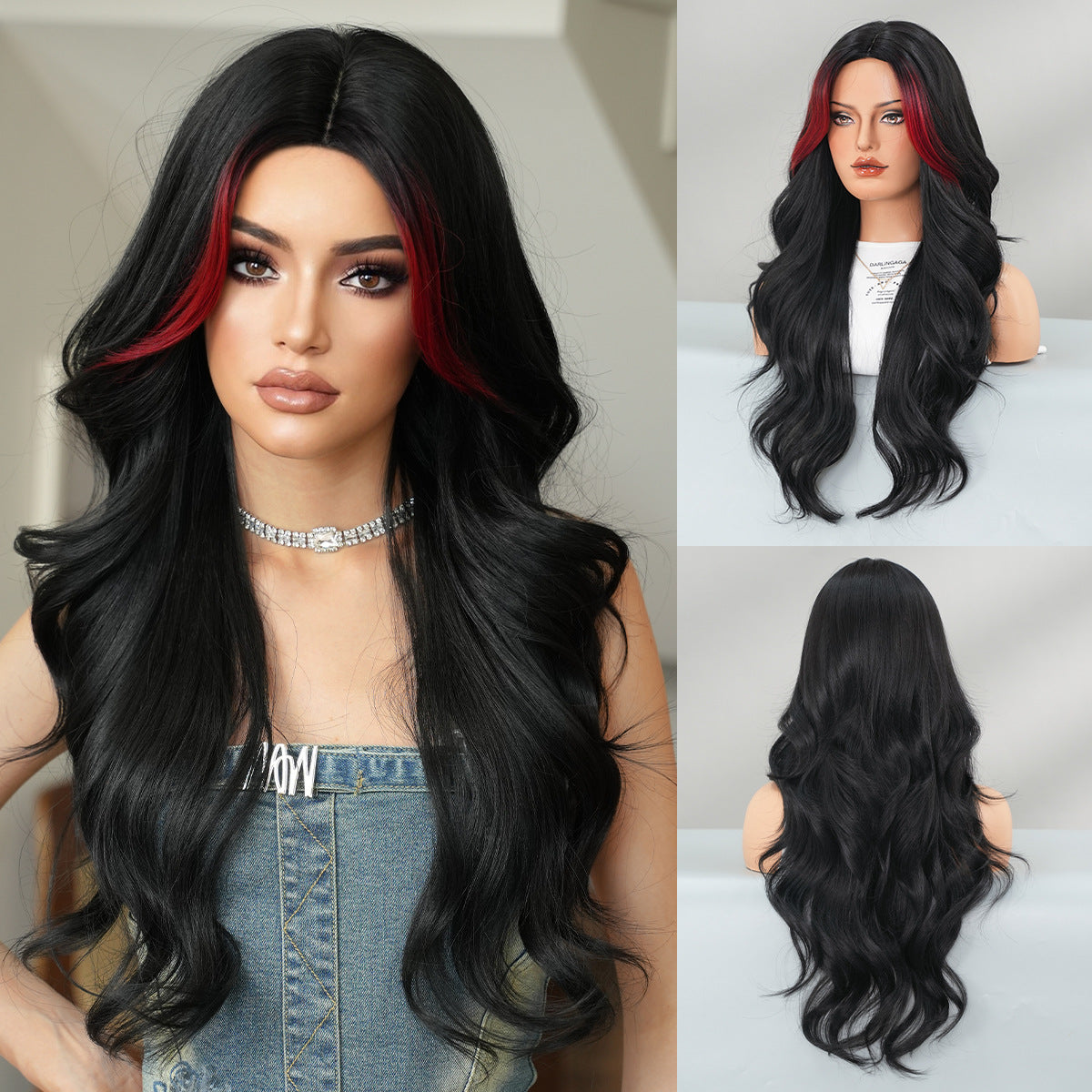 Women's Fashion Mid-point Dyed Curly Hair Sheath Big Wig Long Curls