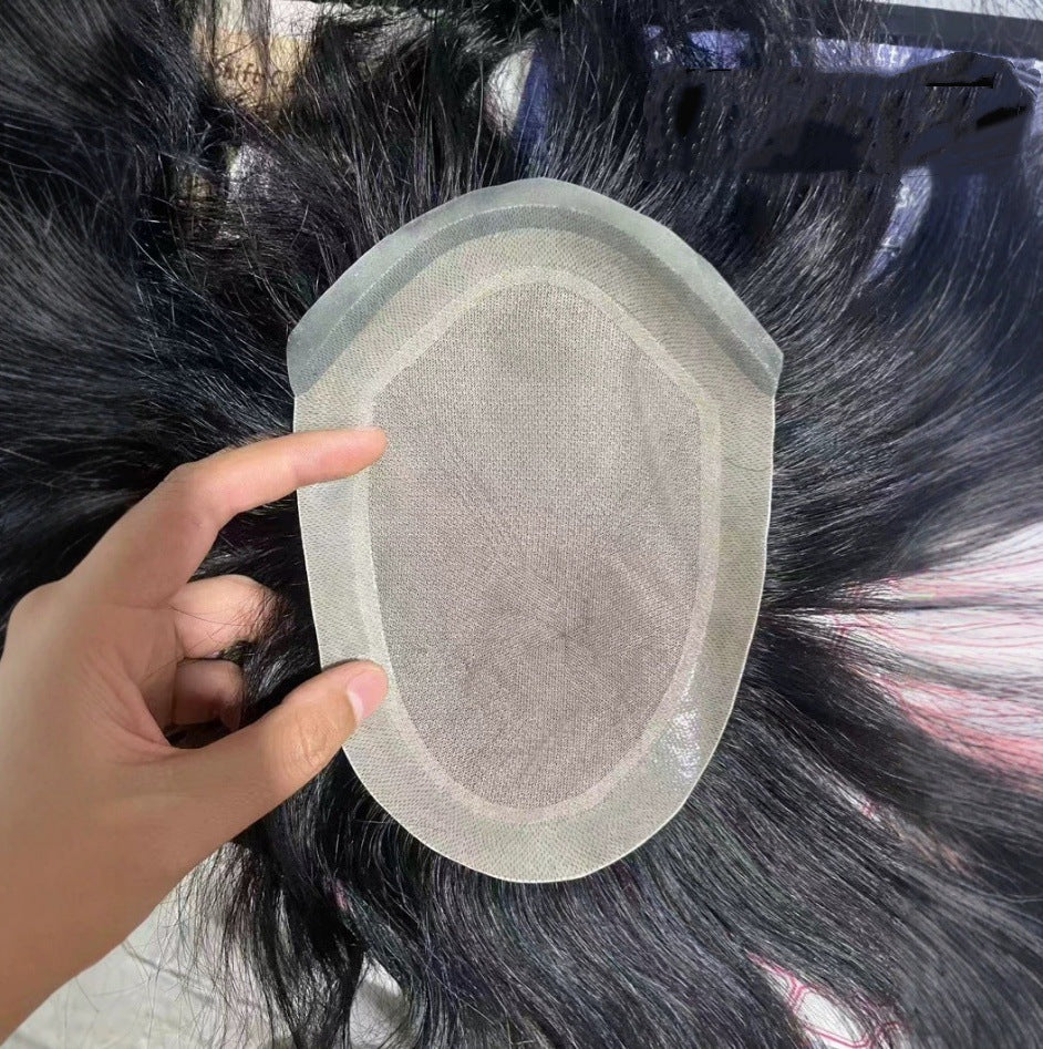 Men's Hair Hand Woven Simulation Scalp Forehead Men's Wig