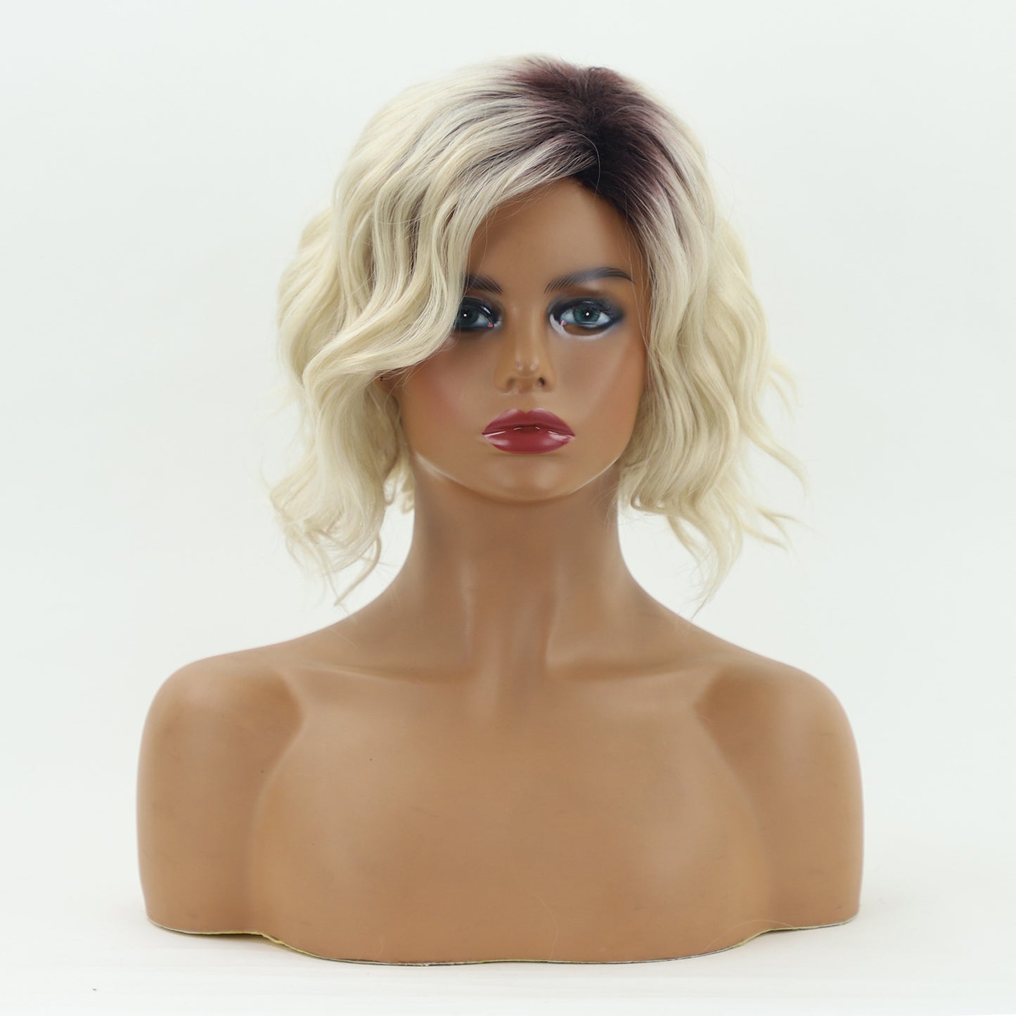 Cool Women's Dyed Mid-length Curly Hair Wig Long Curls