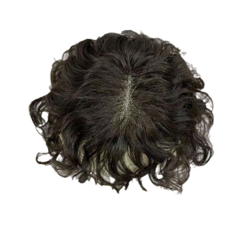 Hair Supplementing Piece Real Human Head Replacement One Covering Gray Wig