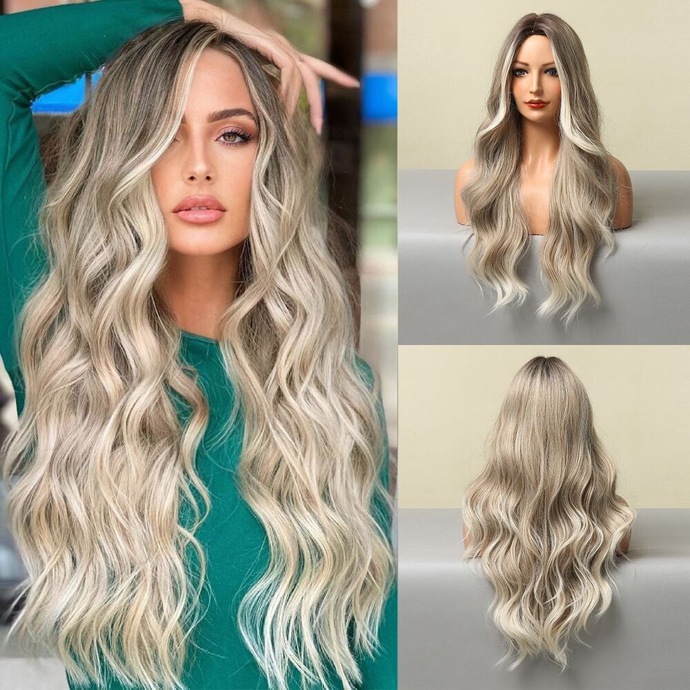 Medium Large Wave Mixed Color Light Wig Long Curls