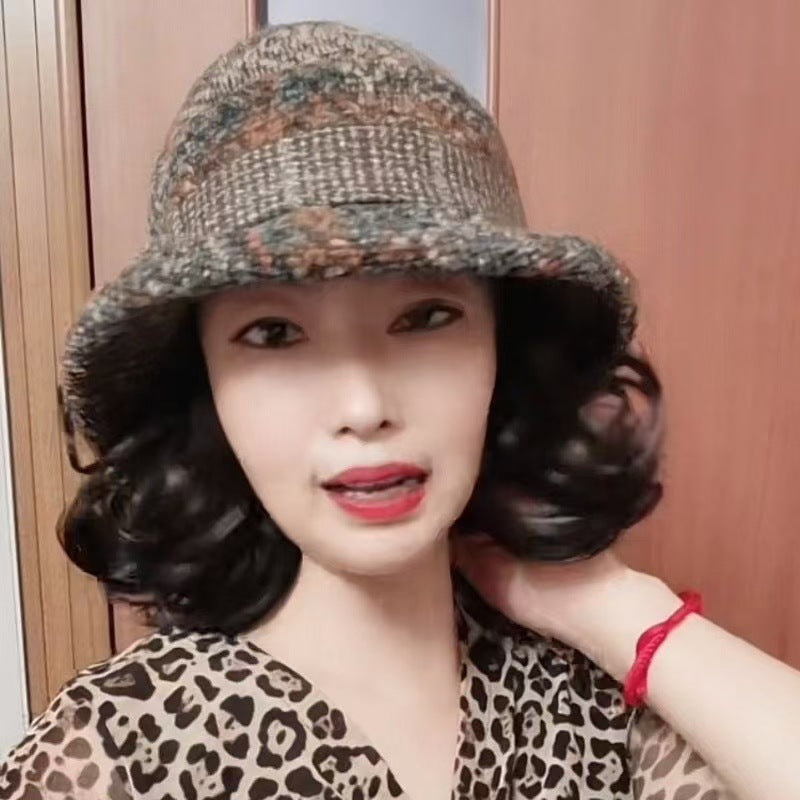 Fashion Mom Hat One Woolen Thickened Casual Wig Short Curly Hair