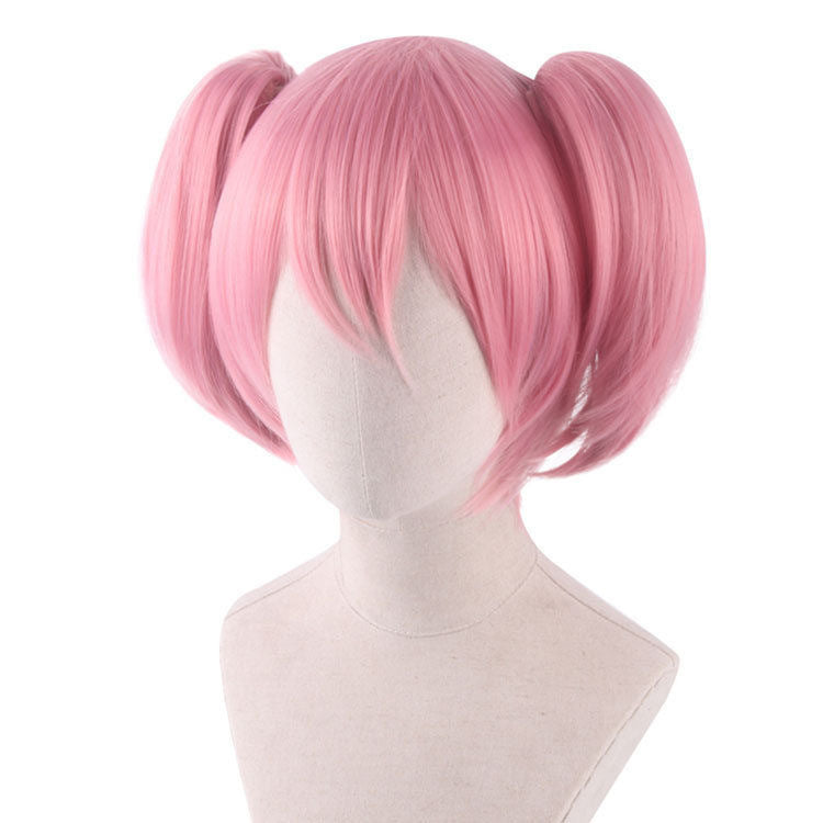 Magi Square Pink Short Double Ponytail Cos Wig