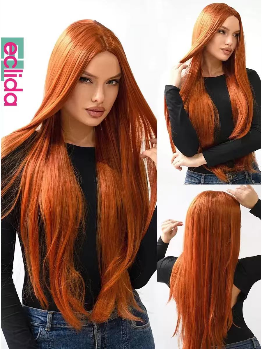 Black Bangs Hair Comfortable Elastic Net Fiber Long Straight Wig