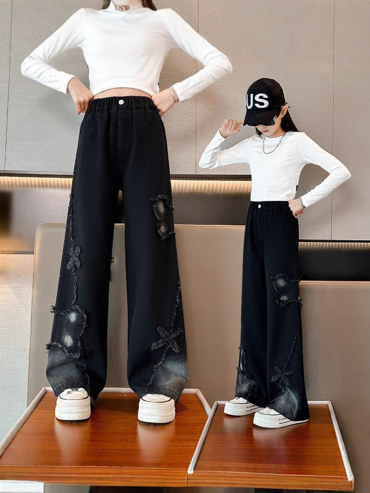 Children's Black Outerwear Clothing Crawler Thigh Type Children's Pants