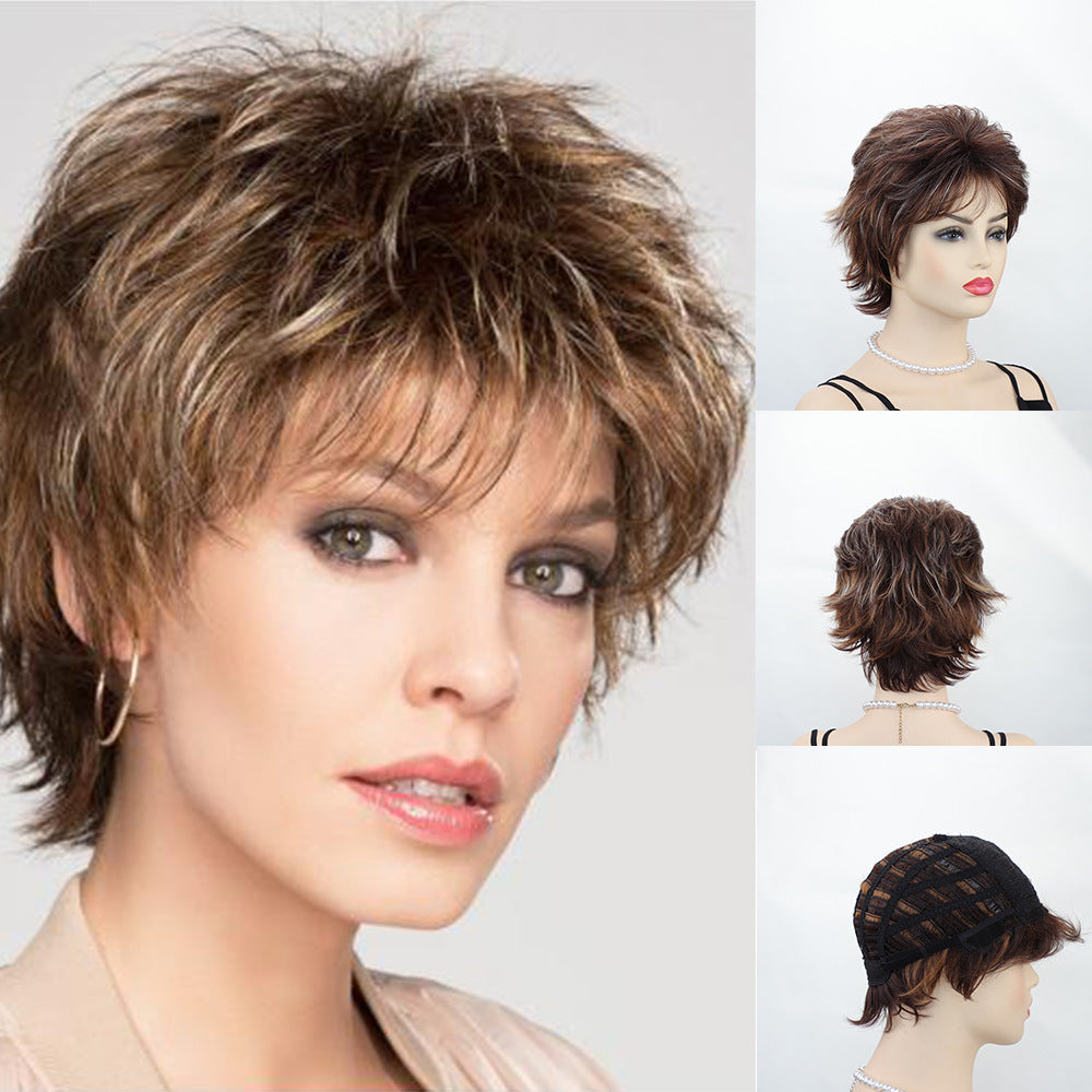 Bangs Short Straight Hair Outside Curly Wig Long Curls