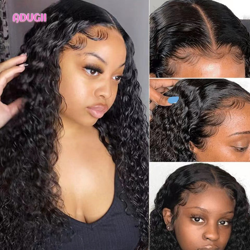Women's Black African Small Curly Hair Mechanism Fiber Wig Long Curls